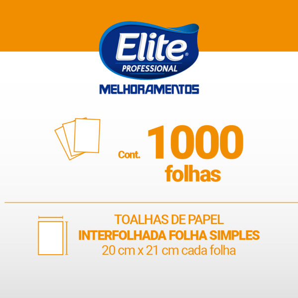 Papel Toalha Interfolha Elite Folha Simples Classic 20x21cm - Pacote com 1000 fls - Cód 207240