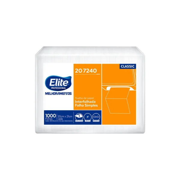 Papel Toalha Interfolha Elite Folha Simples Classic 20x21cm - Pacote com 1000 fls - Cód 207240