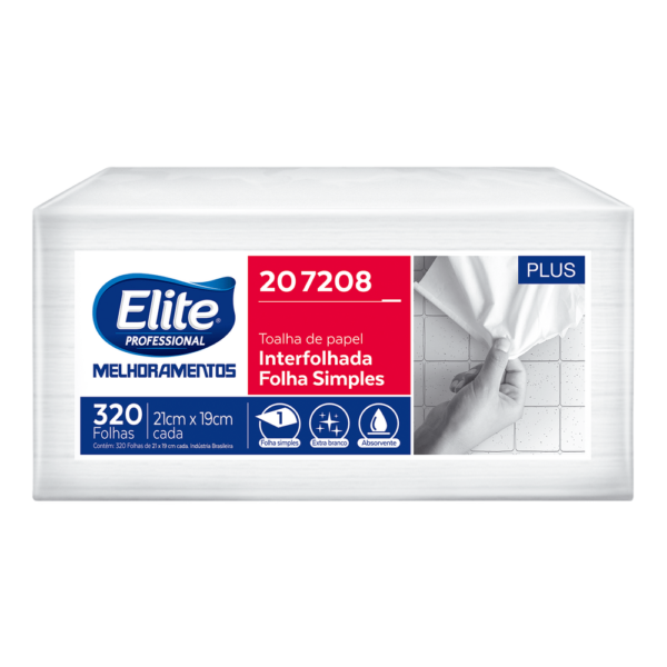 Papel Toalha Interfolha Elite Folha Simples Plus 21x19cm - Pacote com 320 fls- Cód 207208