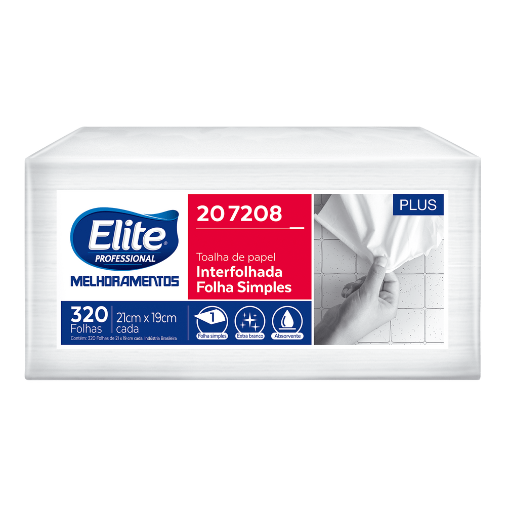 Papel Toalha Interfolha Elite Folha Simples Plus 21x19cm - Pacote com 320 fls- Cód 207208